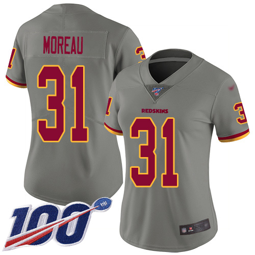 Washington Redskins Limited Gray Women Fabian Moreau Jersey NFL Football #31 100th Season